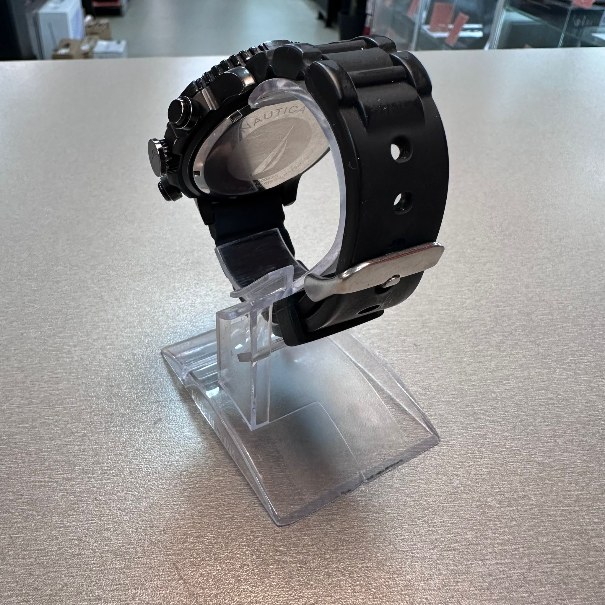 Ceas barbatesc Nautica N20062G NST 500, 48mm, Quart, Otel inoxidabil, 10ATM, Curea cauciuc, Analog - imagine 4