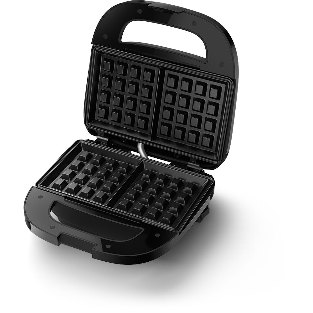 Aparat de Facut Vafe Switch On Waffle Maker, Placi Antiaderente, Indicator LED, Inox/Negru - imagine 2