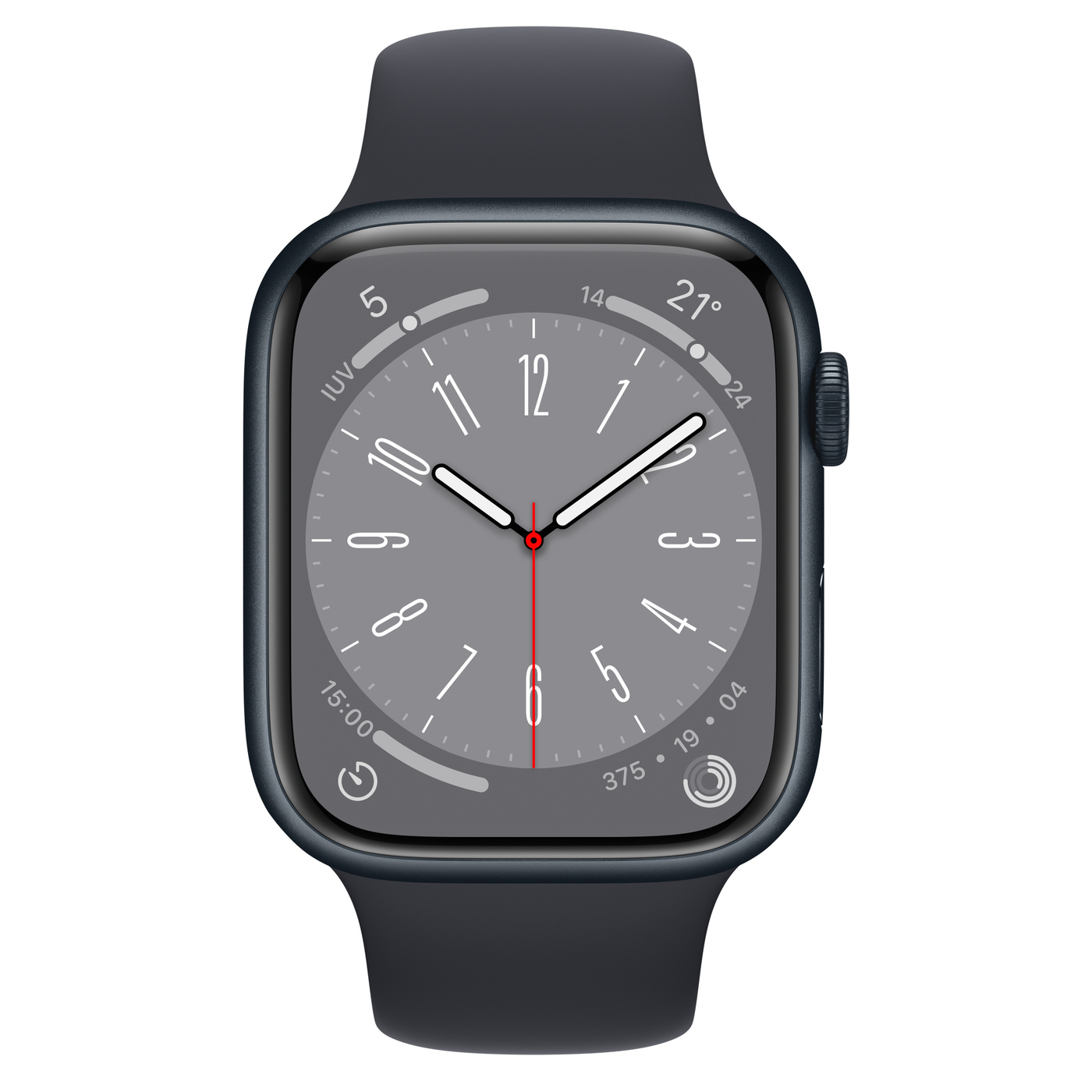 Apple Watch Series 8 45 mm A2771, GPS, Midnight Aluminum Case, Midnight Sport Band - imagine 2