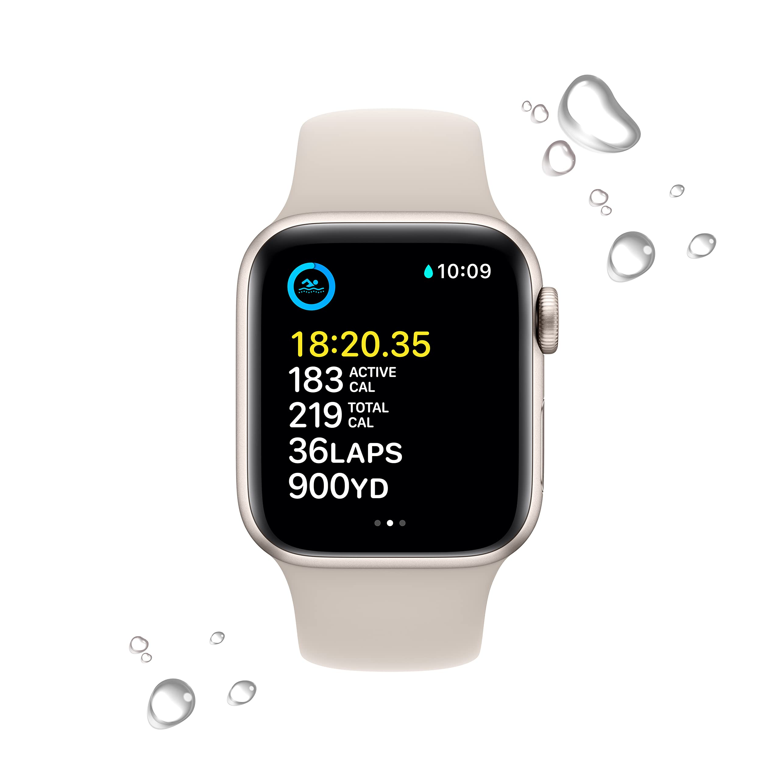 Apple Watch SE Gen 2 40 mm A2722, GPS, Starlight Aluminium Case, Starlight Sport Band - imagine 2