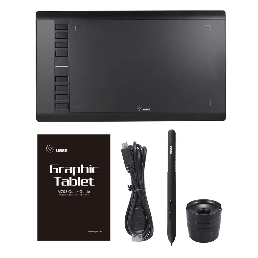 Tableta Grafica Ugee M708 Suprafata Lucru 10x6 Inch 8192 Niveluri Presiune Black