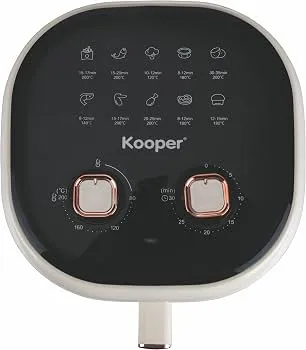 Friteuza cu aer cald Kooper 5910702, Capacitate 5.5L, Putere 1400W, Temperatura reglabila 80–200C, Timer 30 minute, Crem/Auriu - imagine 3