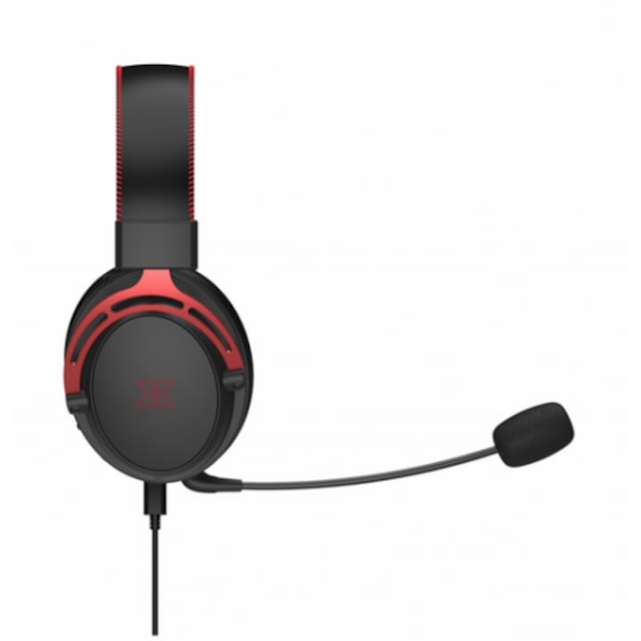Casti Gaming cu fir Serioux Nimbus, microfon omnidirectional, Jack 3.5 mm + USB 7.1, Rosu/Negru - imagine 2