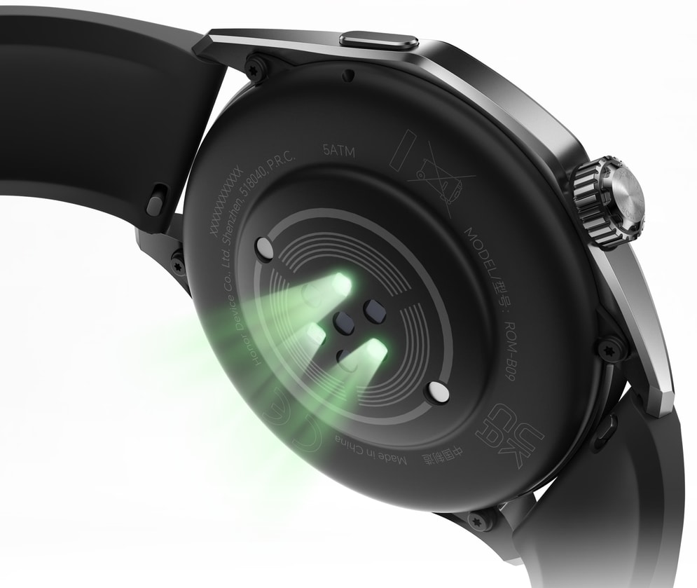 SmartWatch HONOR Watch 6, ROM-B09, Shadow Black, Black Fluoroelastomer Strap - imagine 3