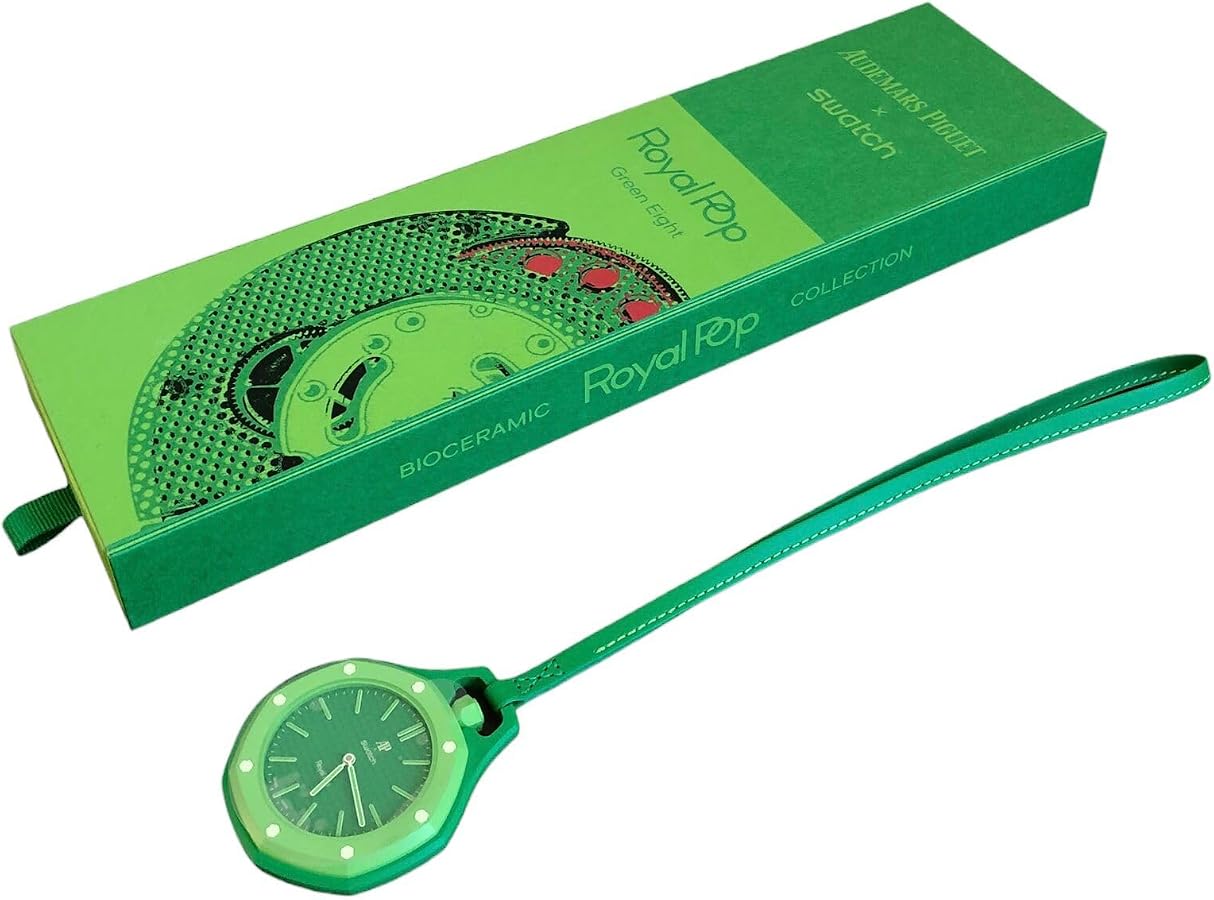 Ceas De Buzunar Swatch x Audemars Piguet SSX03G100N, Bioceramic, Royal Pop, Automatic, Green Eight