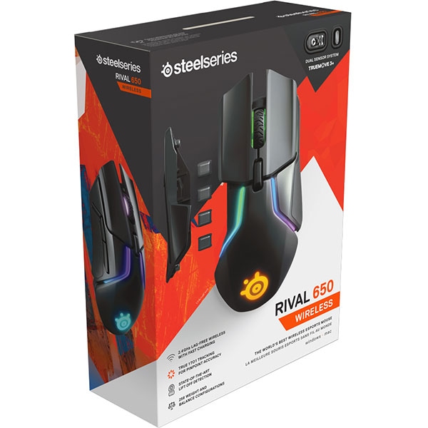 Mouse Gaming SteelSeries Rival 650, Wireless, Negru, 12.000 DPI - imagine 3