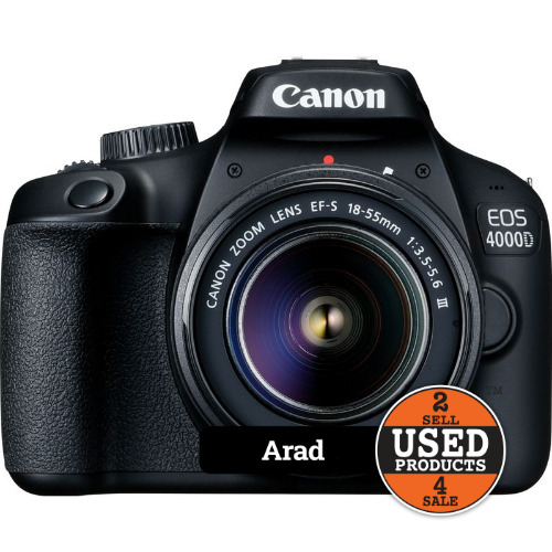 Aparat foto Canon EOS 4000D, Obiectiv EF-S 18-55mm 1:3.5-5.6 III