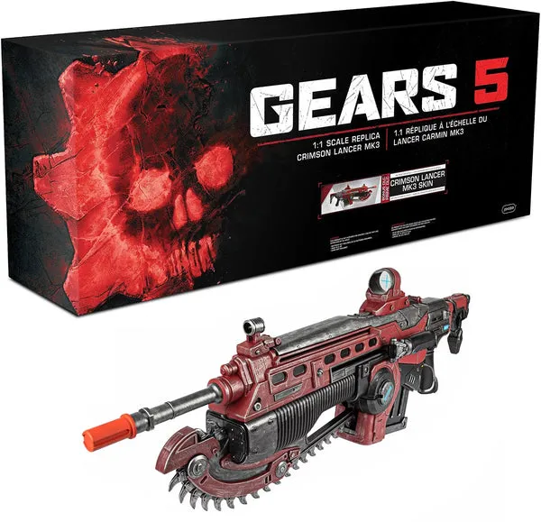 Replica de colectie PDP Gears 5 Crimson Lancer Mk3 1/1 Scale Prop Replica, Editie Limitata Crimson, Lumini LED si Efecte Sonore, 100 cm