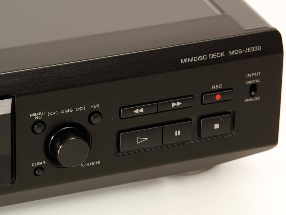 Deck MiniDisc Player / Recorder Sony MDS-JE330 Negru, Procesare ATRAC, Intrare Optica Digitala, Intrare/Iesire RCA, Afisaj VFD, Fara Telecomanda, Negru - imagine 2
