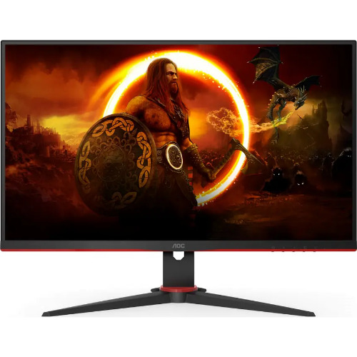 Monitor gaming LED VA AOC 24G2SAE/BK, 23.8 Inch, Full HD, 165Hz, DisplayPort, AdaptiveSync, Vesa, Negru/Rosu