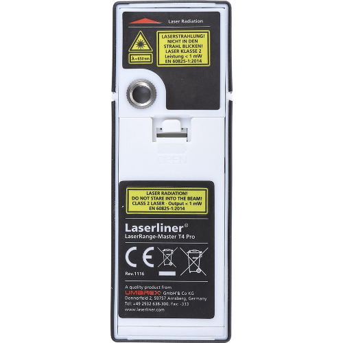 Telemetru Cu Laser Laserliner Range Master T4 Pro, Distanta Max. 40m, Masurare distanta, Masurare permanenta, Calcul suprafata/volum, Negru - imagine 3