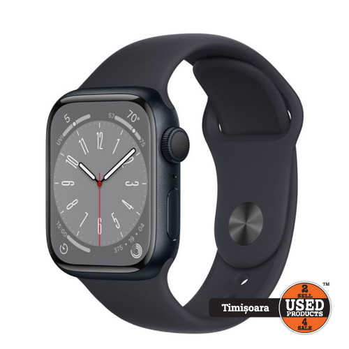 Apple Watch Series 8 41 mm A2770, GPS, Midnight Alumiunium Case - imagine 2