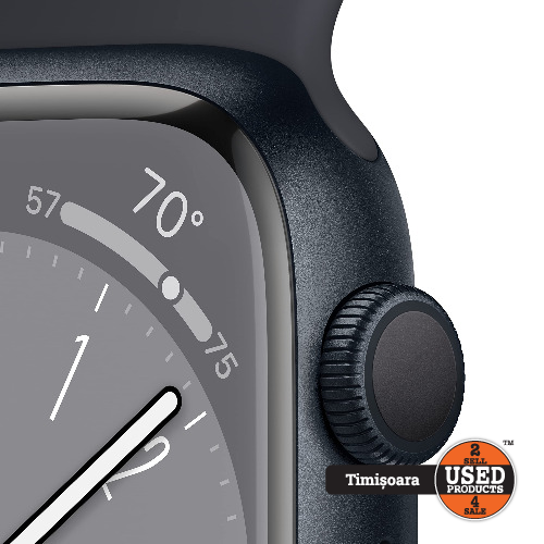 Apple Watch Series 8 41 mm A2770, GPS, Midnight Alumiunium Case - imagine 3