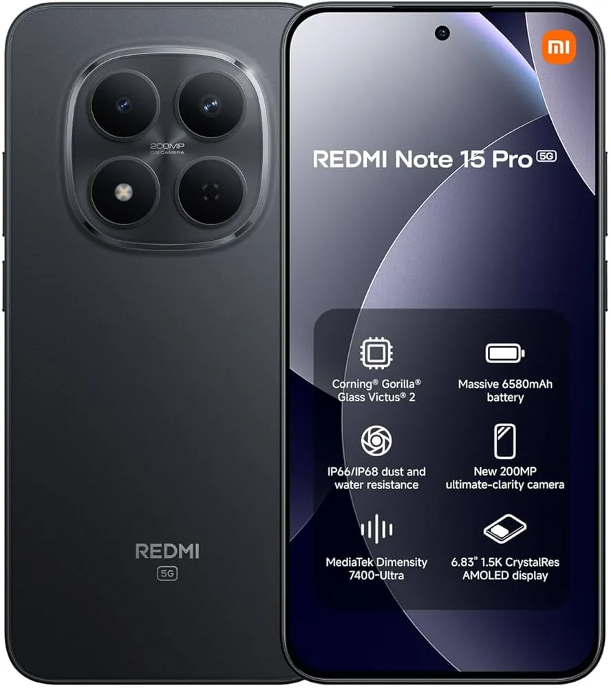 Xiaomi Redmi Note 15 Pro 5G, 256 GB, 8 GB RAM, Black