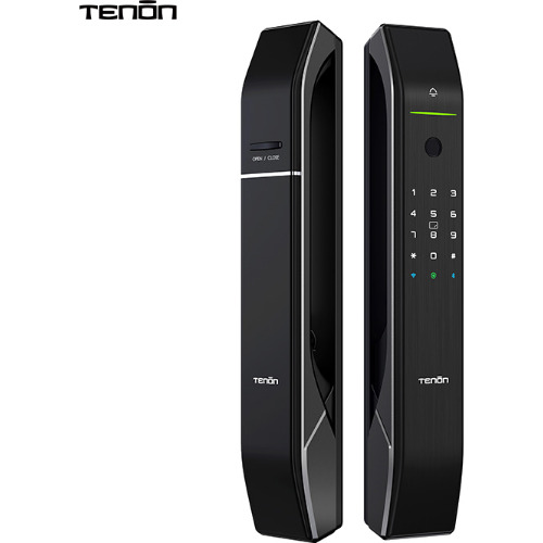 Incuietoare Inteligenta Pentru Usi de Exterior Tenon A7, Amprenta Digitala, Bluetooth, NFC,Wi fi, Card inteligent, Cheie mecanica,Aplicatie, Asistent Vocal, Negru