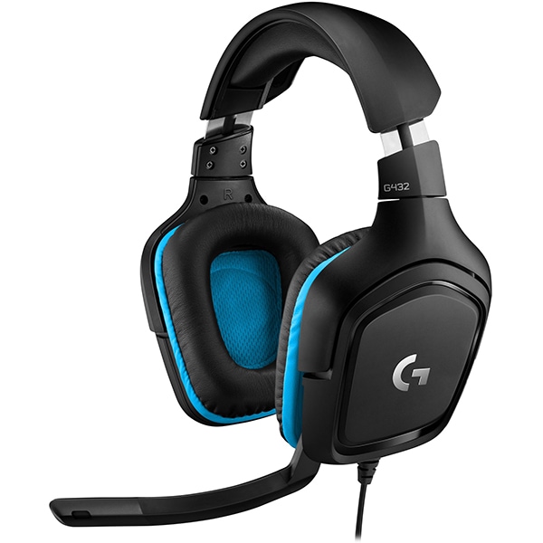 Casti Gaming Logitech G432, Surround 7.1, Adaptor USB, Microfon Flip-to-Mute, Multiplatforma, Negru/Albastru