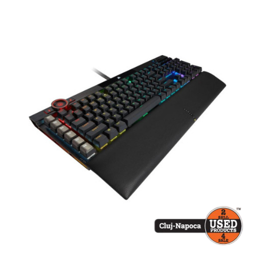 Tastatura mecanica gaming Corsair K100, iluminare RGB, cu fir, Switch optic-mecanic Corsair OPX Rapidfire, Macro, Multimedia, Palm rest, Cadru aluminiu, Black - imagine 2