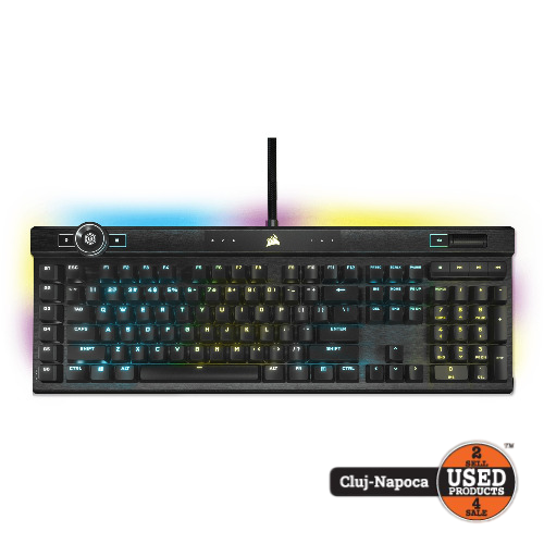 Tastatura mecanica gaming Corsair K100, iluminare RGB, cu fir, Switch optic-mecanic Corsair OPX Rapidfire, Macro, Multimedia, Palm rest, Cadru aluminiu, Black - imagine 3