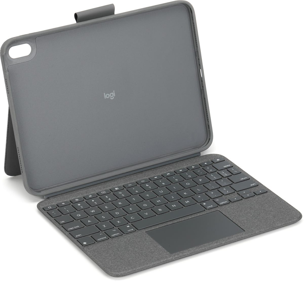 Husa tastatura Logitech Combo Touch pentru iPad generatia 10, Trackpad, Taste Iluminate, Smart Connector, Protectie Completa, Gri Oxford