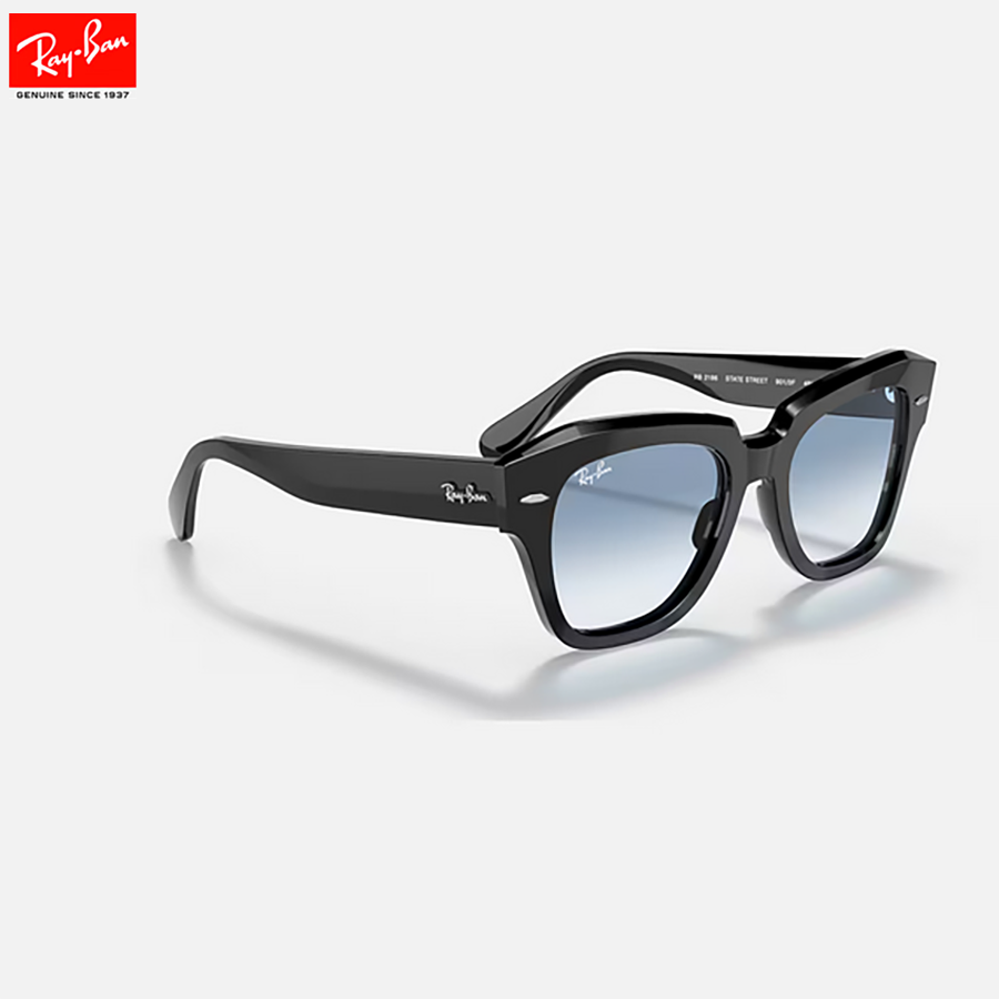 Ochelari de Soare Unisex Ray-Ban State Street RB2186, Lungime Lentila 52mm, Inaltime Lentila 44mm, Puntea 20 mm, Lungime Brat 145mm, Negru/Albastru - imagine 2