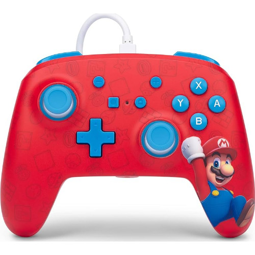 Controller cu fir PowerA Enhanced NSGP0001-01, Woo-Hoo Mario, pentru Nintendo Switch,