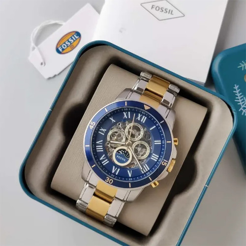 Ceas Barbatesc Automatic Fossil ME3141, 44mm, Skeleton Dial, Stainless Steel, 50m, Silver - imagine 4