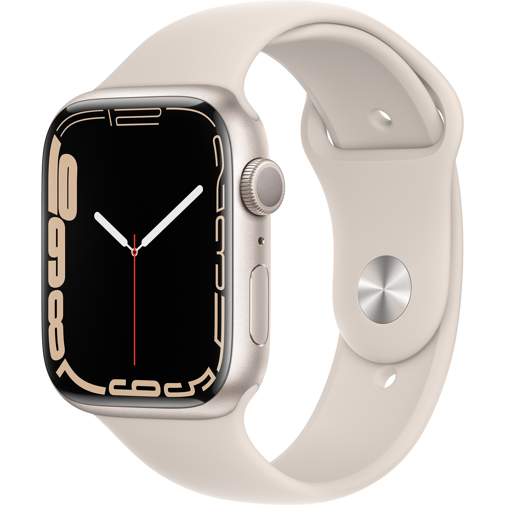 Apple Watch Series 7 45mm A2474, GPS, Aluminium Case, Starlight - imagine 2