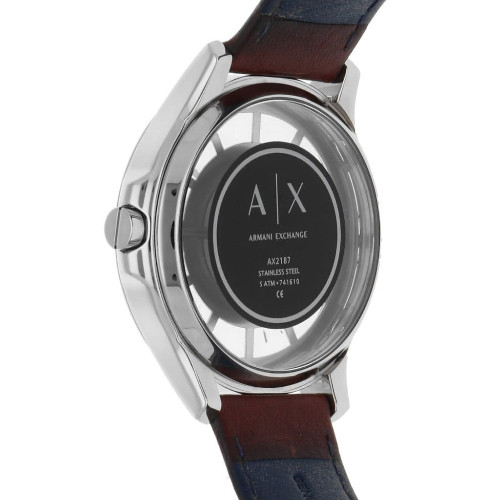 Ceas Barbatesc Armani Exchange AX2187, 46mm, Curea de piele Hampton, Carcasa otel inoxidabil, 5ATM, Analog, Quart - imagine 2