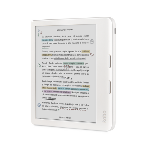 eBook Reader Kobo Libra Colour 7 Inch, Ecran E-Ink Kaleido, ComfortLight PRO, USB Type-C, White - imagine 2