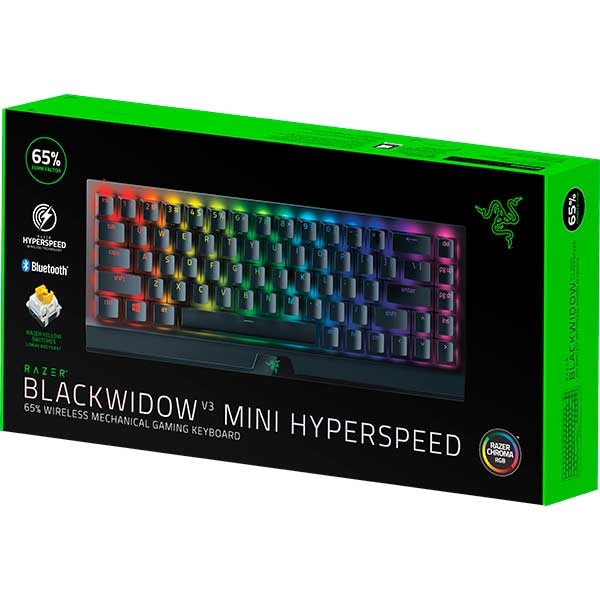 Tastatura Mecanica Gaming Wireless Razer Blackwidow v3 Mini Hyperspeed, Bluetooth, RGB, Phantom Edition, Negru - imagine 3