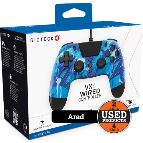 Controller Gioteck VX4 wired compatibil PS4/PC Blue Lightning VX4PS4-07-MU