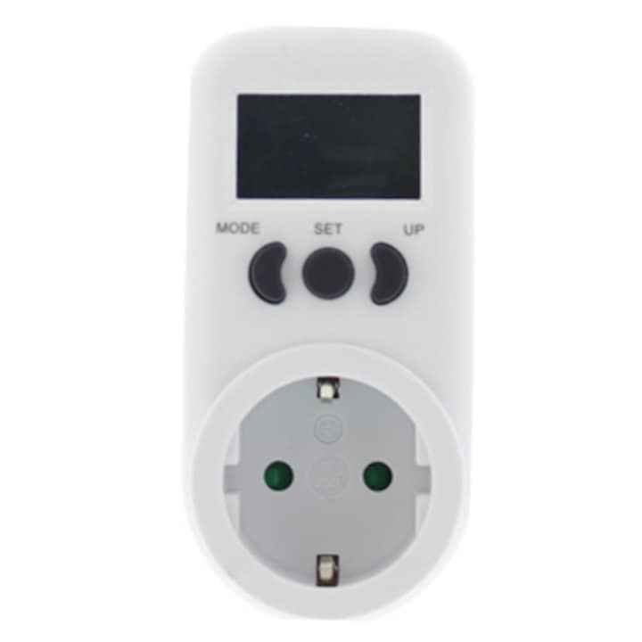 Priza Digitala cu Wattmetru Well, Display LCD, Masurare Consum Energie Electrica, 230V