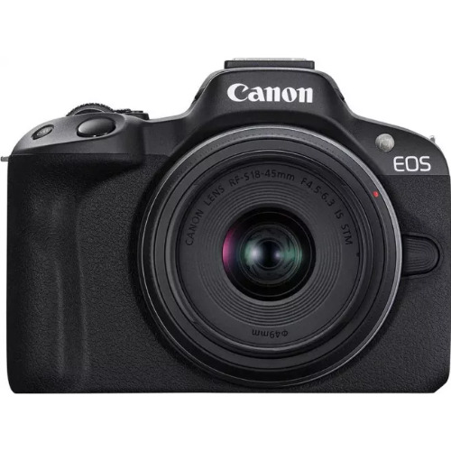 Aparat Foto Mirrorless Canon EOS R50, 24.2MP, 4K, Wi-Fi + Obiectv Canon RF-S 18-45mm F4.5-6.3 IS STM, Negru