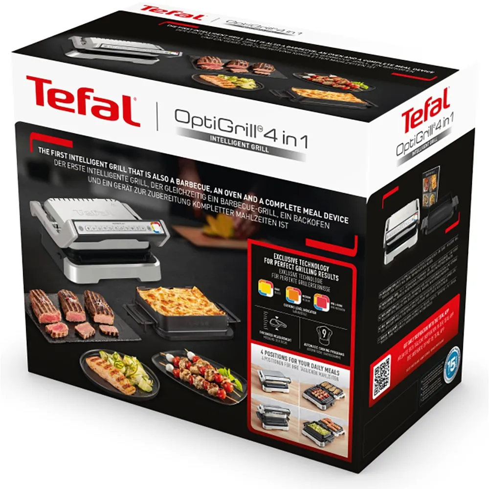 Grill Electric TEFAL OptiGrill+ GC714, 2000W, 6 Programe Automate, Placi Detasabile, Negru - imagine 2