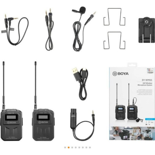 Sistem wireless Boya BY-WM6S cu Microfon lavaliera Transmitator si Receiver, 556.71 MHz-575.98 MHz, 48 Canale, Negru - imagine 3