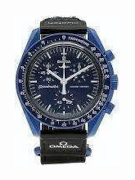 Ceas Unisex Swatch x Omega Bioceramic MoonSwatch Mission to Neptune, Cronograf Quartz, Cadran Albastru, Cod SO30N100