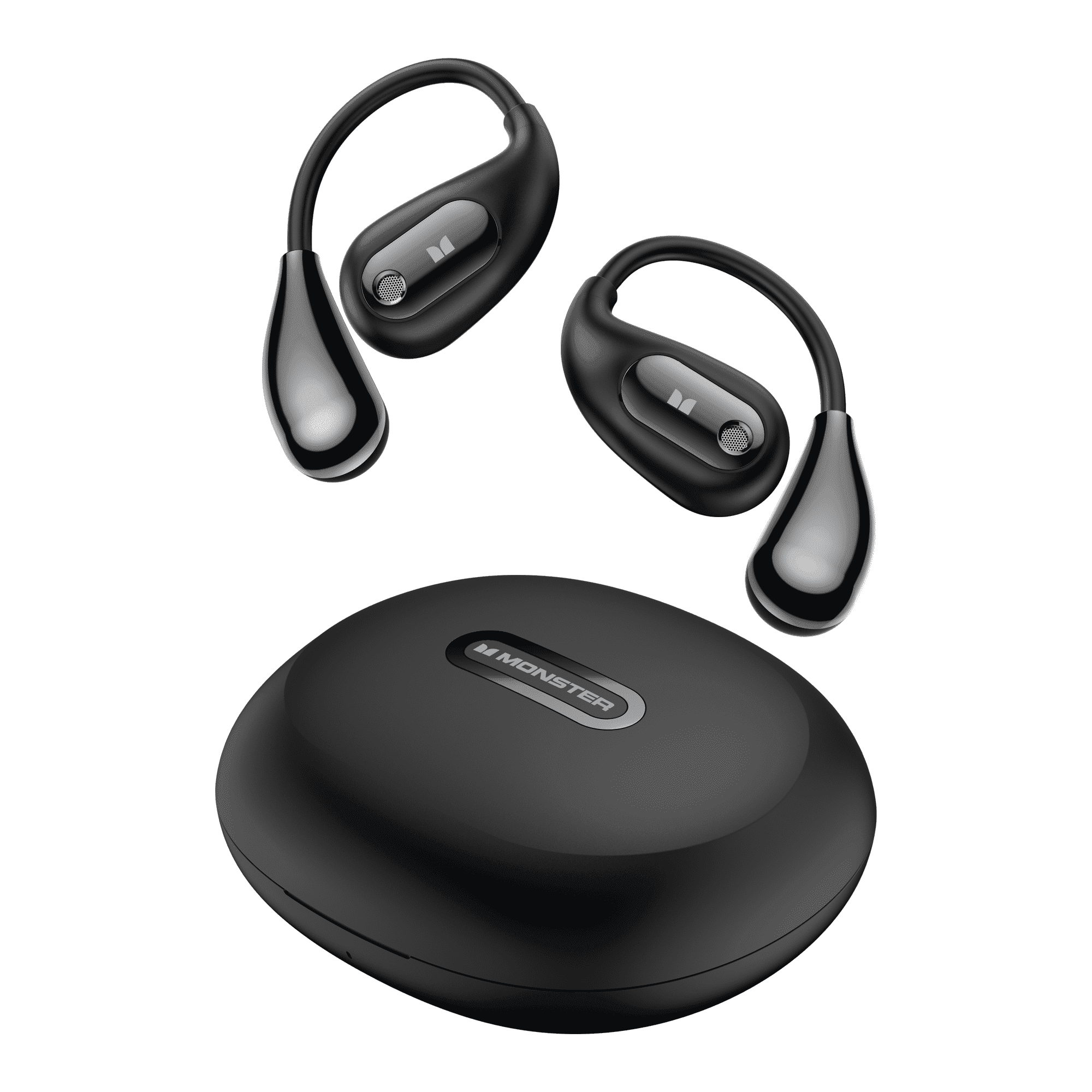 Casti wireless Open Ear Monster MH22181, Bluetooth 5.4, Autonomie 30 ore, Rezistenta la apa IPX5, Anularea zgomotului ENC, Negru