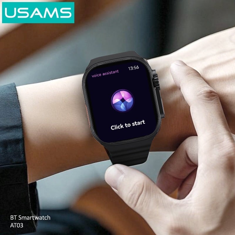 Smartwatch USAMS AT03, Bluetooth, Negru - imagine 2