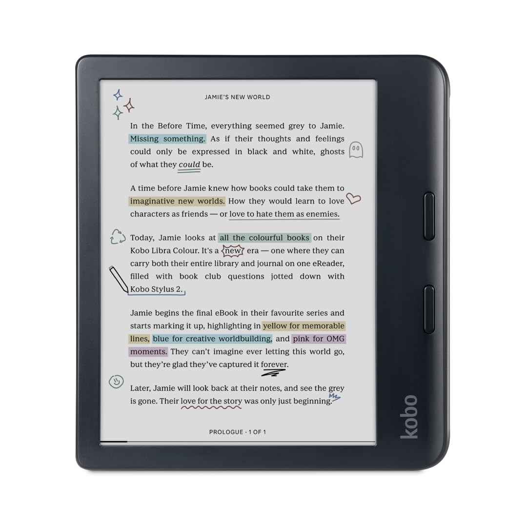 eBook Reader Kobo Libra Colour 7'', Ecran E-Ink Kaleido, ComfortLight PRO,USB Type-C, Black - imagine 2