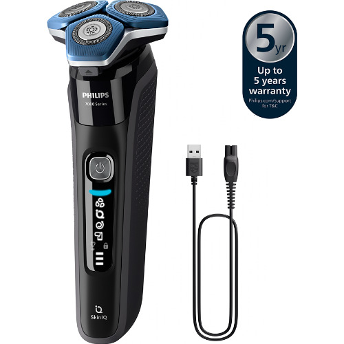 Aparat de barbierit Philips Shaver Seria 7000 S7887/35, Barbierit umed/uscat, Tehnologie SkinIQ, capete flexibile 360°, Senzor Motion Control, Lame auto-ascutire, Autonomie 60 min, Suport de incarcare, Toc de transport, Midnight Black - imagine 3