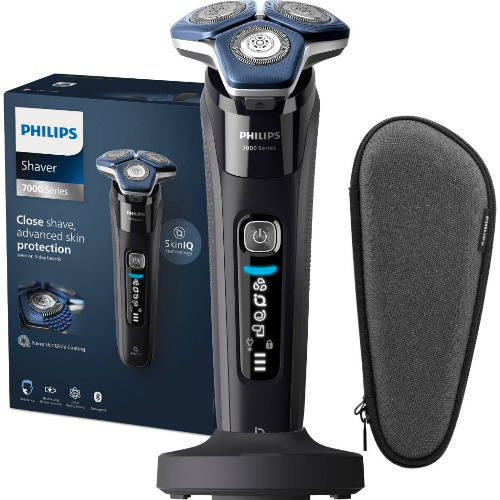 Aparat de barbierit Philips Shaver Seria 7000 S7887/35, Barbierit umed/uscat, Tehnologie SkinIQ, capete flexibile 360°, Senzor Motion Control, Lame auto-ascutire, Autonomie 60 min, Suport de incarcare, Toc de transport, Midnight Black - imagine 2