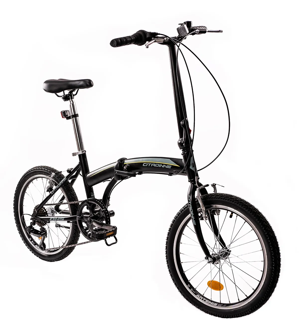 Bicicleta pliabila DHS Citadinne, 2095 Fold, Roti 20 inch, Schimbator Shimano Torney 6 Viteze, Negru