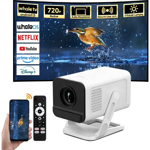 Proiector portabil HD Smart Whale TV X1AA, Bluetooth, Wi-Fi