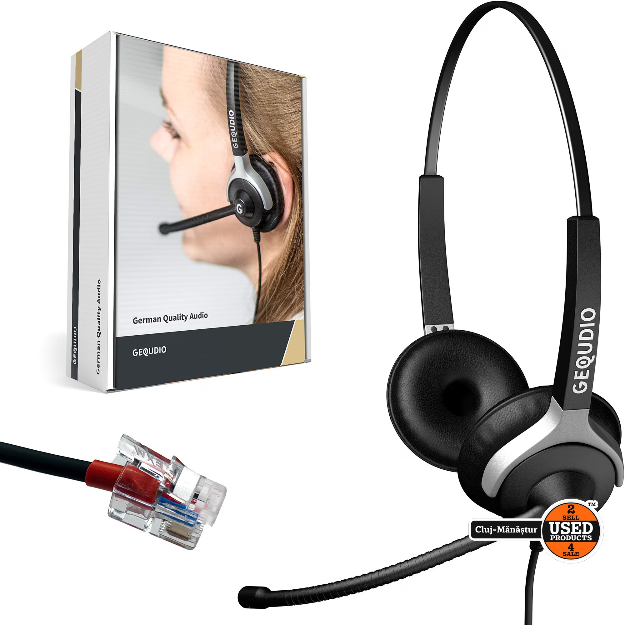 Casca Gequdio RJ-4P4C mono cu microfon pentru birou si call‑center