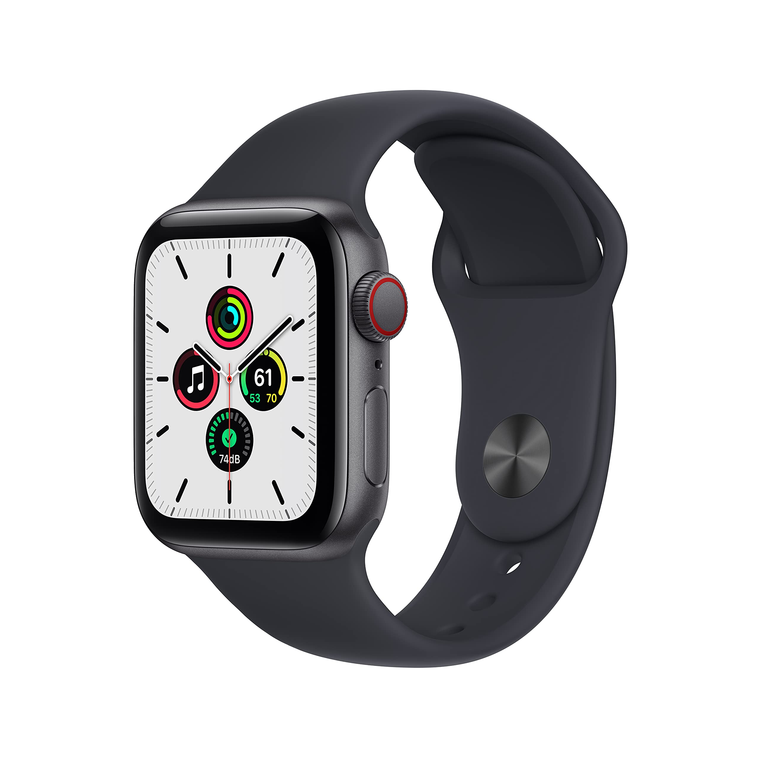 Apple Watch SE 40 mm A2351 2020, WiFi, GPS, Aluminium Silver Case, Black Sports Band - imagine 2
