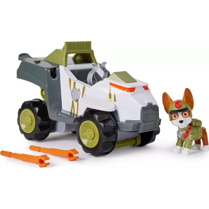 Masinuta cu figurina Paw Patrol, Jungle Pups, Tracker, 20143430 - imagine 3