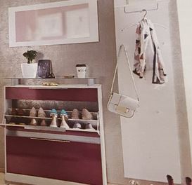 Set Garderoba OTTO 3 Piese Rosu/Alb, Dulap de pantofi vertical (104 CM x 90 CM x 23 CM), Oglinda (45 CM x 89 CM x 2 CM), Cuier (140 CM x 60 CM x 21 CM) - Produs NOU! - imagine 3