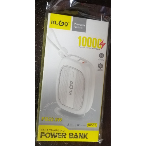 Baterie Externa KLGO KP-35, 10000 mAh, Protectie Supraincarcare, 22.5W, Cablu Type C, Cablu Lightning