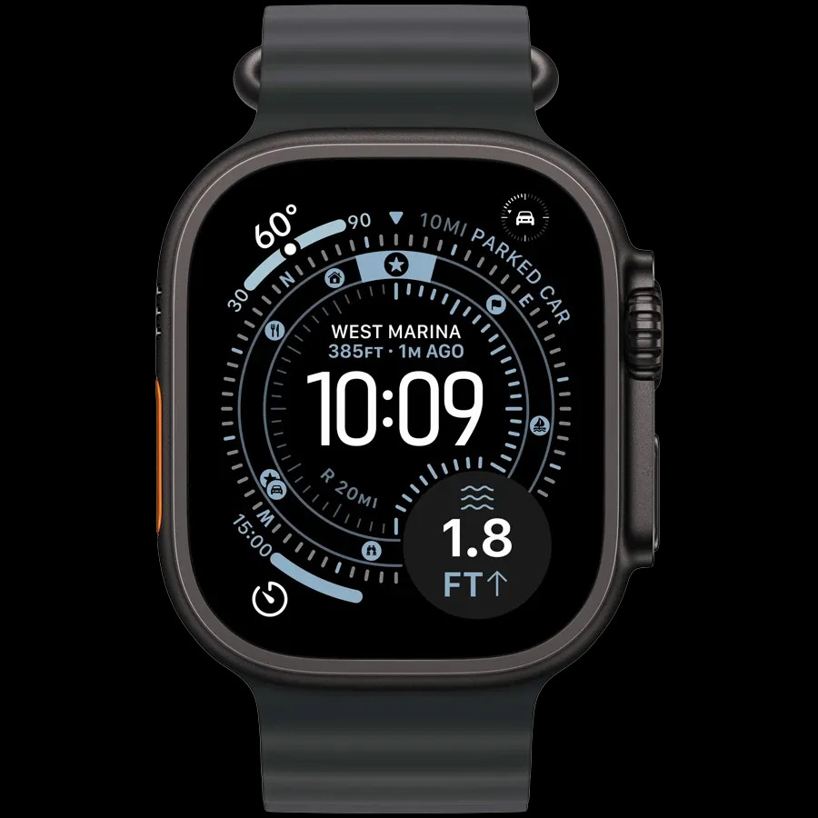 Apple Watch Ultra 3 49 mm, A3281, GPS, Cellular, Black Titanium Case, Black Ocean Band - imagine 2
