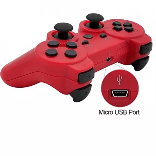 Controller wireless compatibil PS3, Bluetooth, Rosu - imagine 3
